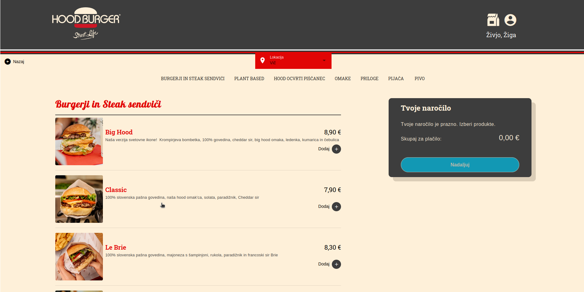 Hoodburger Ordering App