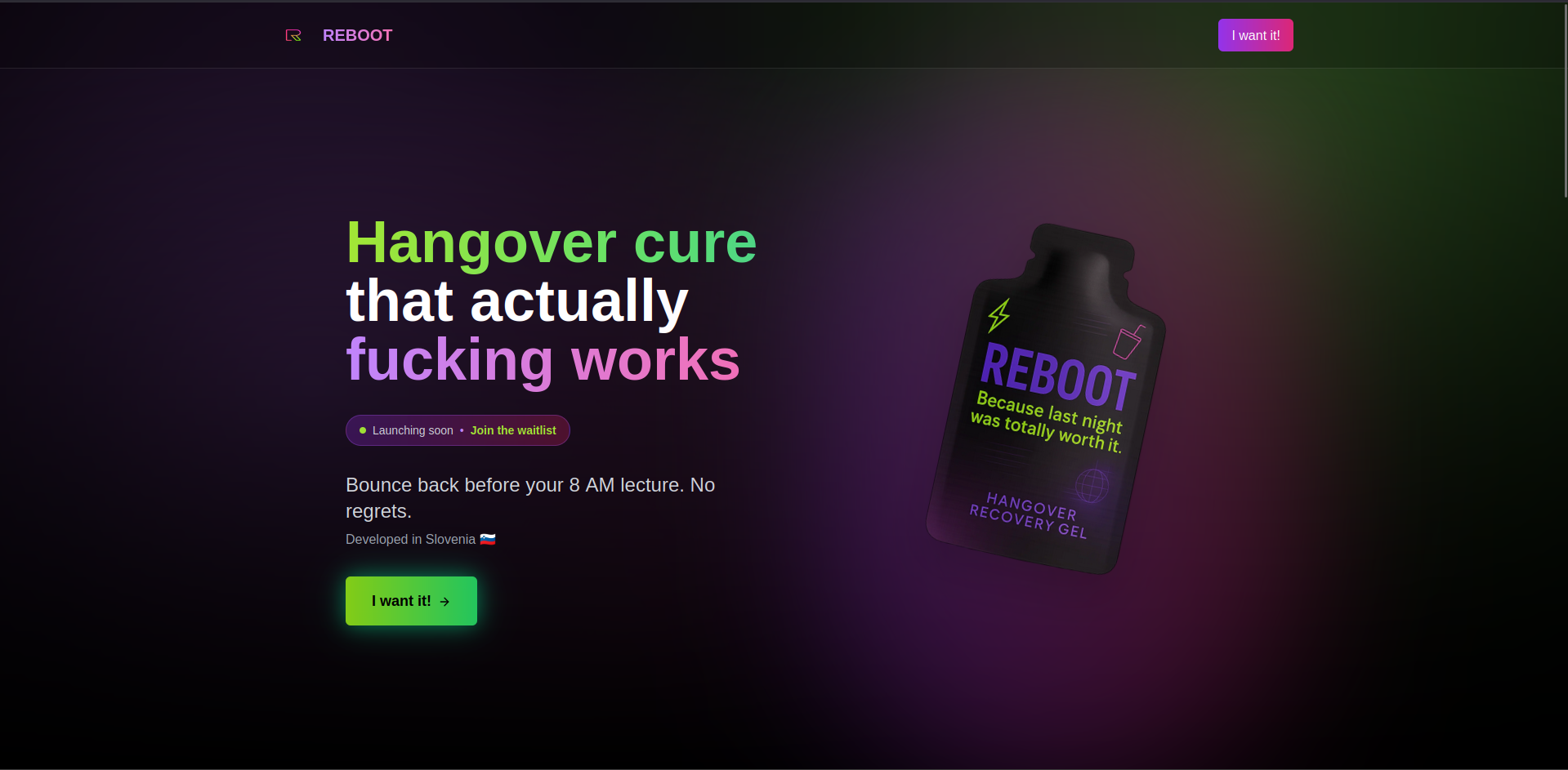REBOOT Landing Page